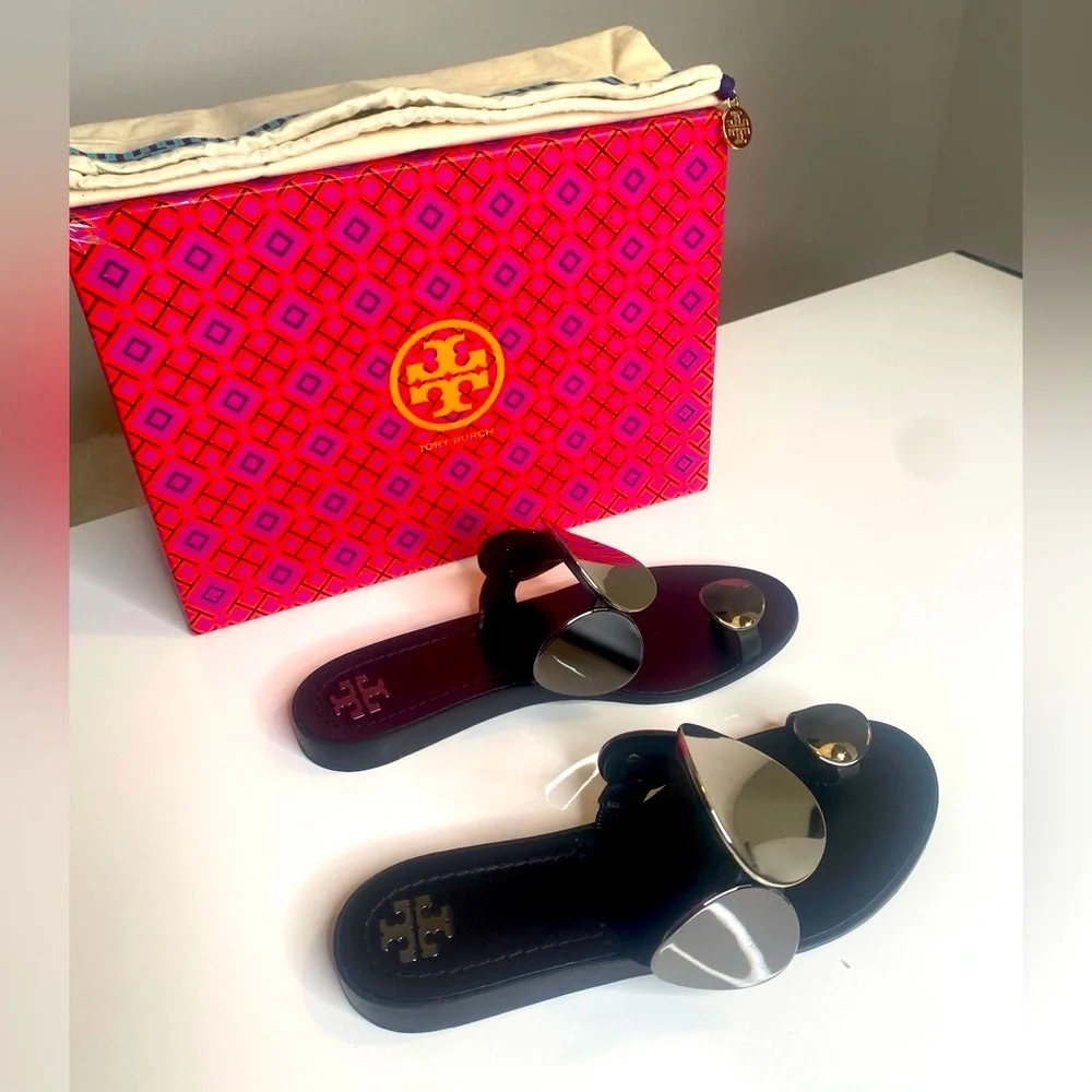 Tory Burch / Patos Multi Disk / Sandals / Gray and Black / Size 7 - Picture 6 of 12